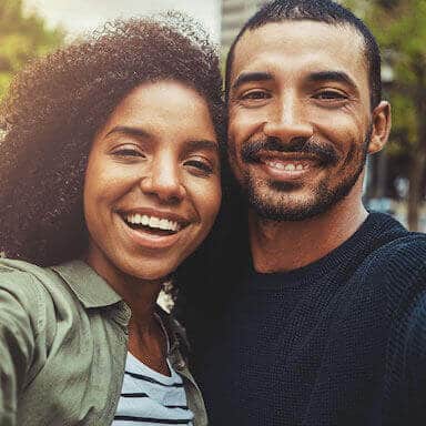 Happy young couple selfie