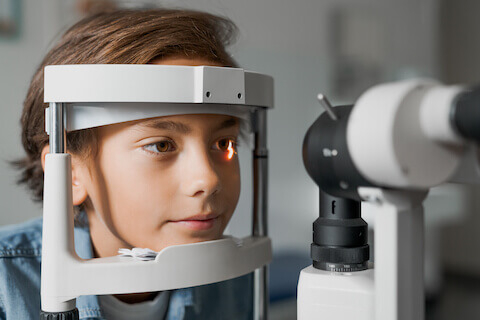 Boy getting eye test