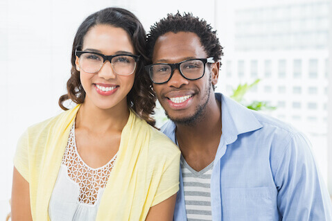 Couple wearing glasses