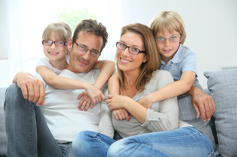 Family wearing glasses