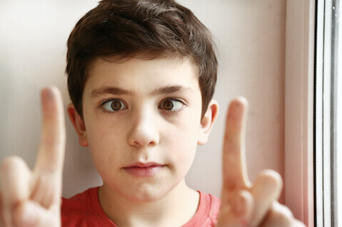 Preteen boy with strabismus